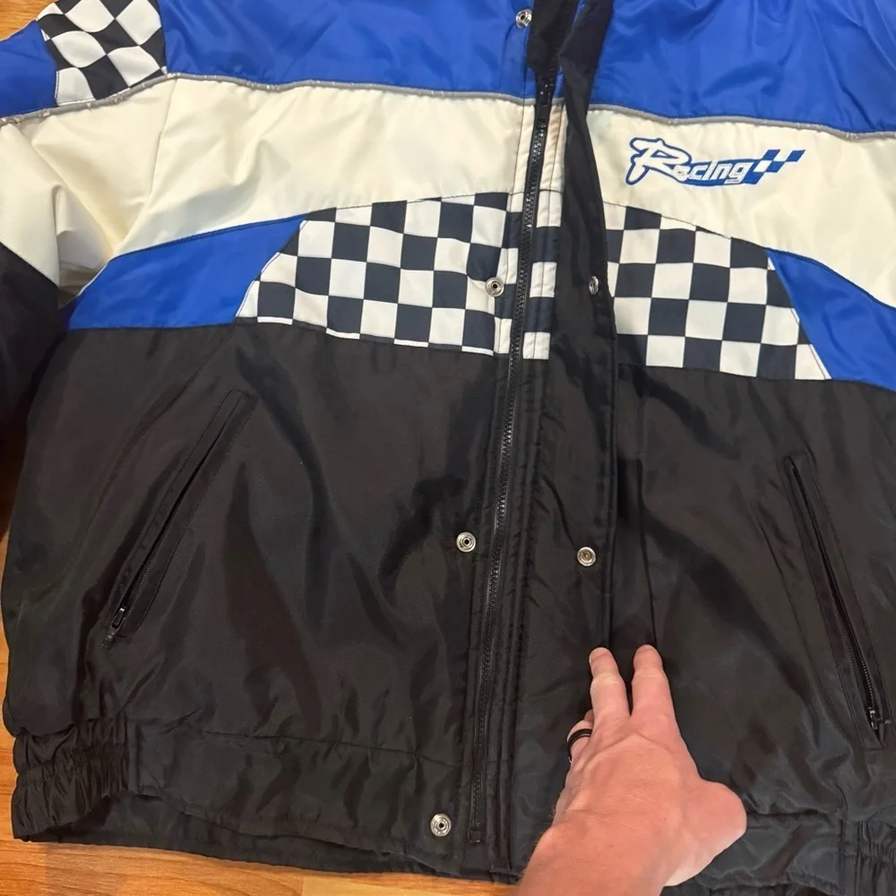Vtg EDCO Men’s Snowmobile Jacket Black White & Black Sherpa Lined Size Unknown